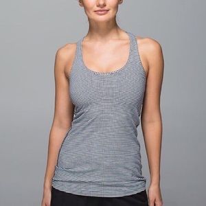 Tight lululemon purple and white striped tank top